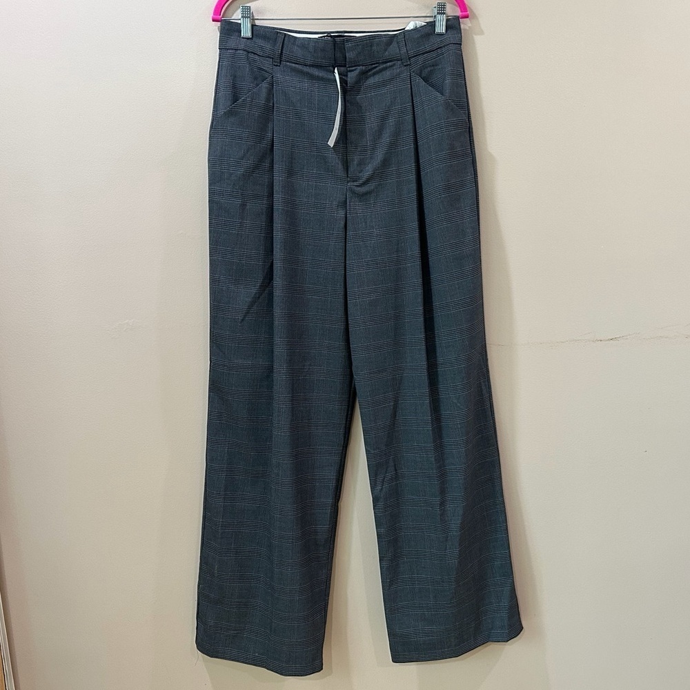 Zara menswear pants  pleated plaid grey